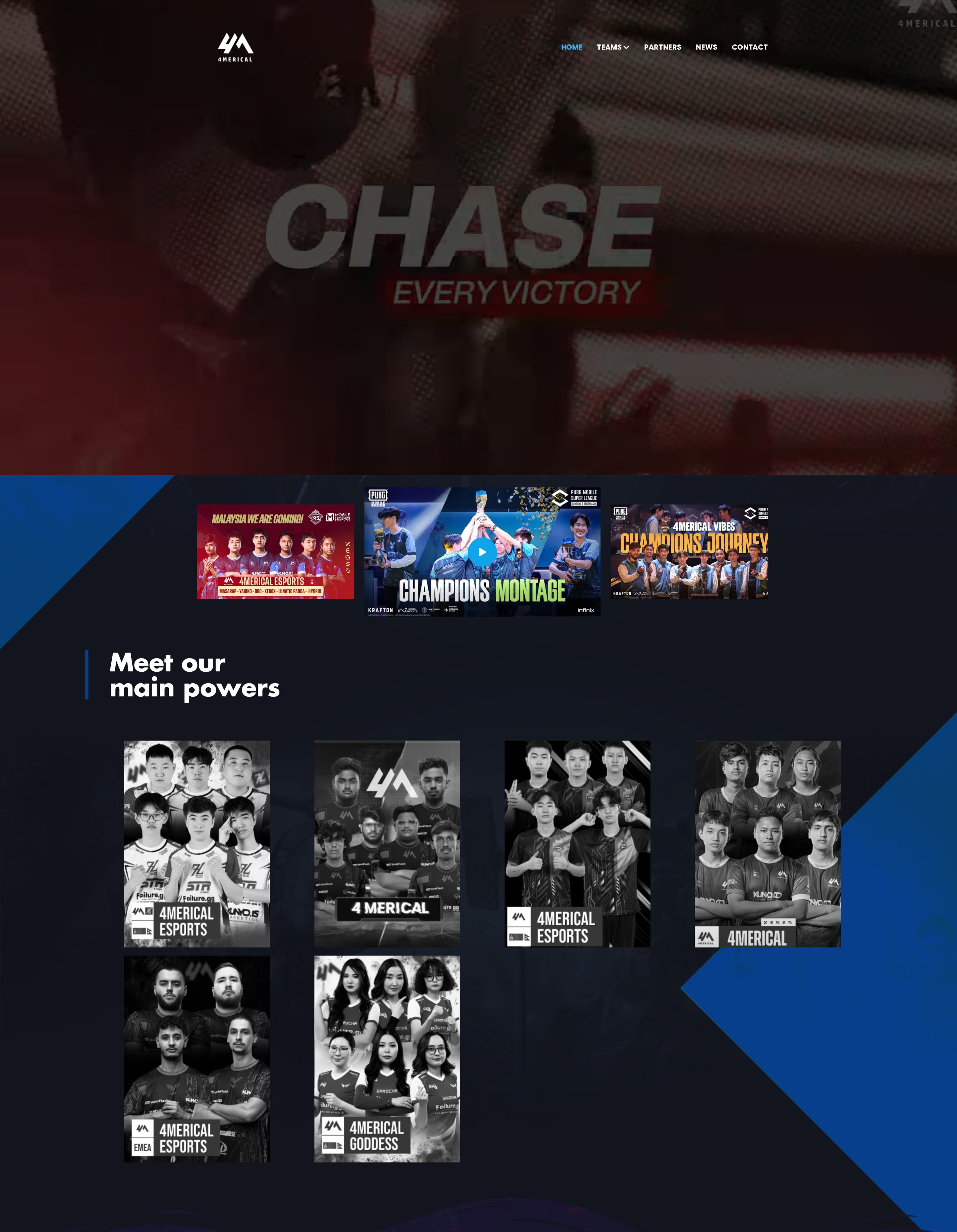4Merical Esports Website and Social Media